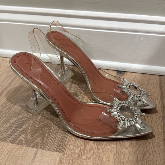 Amina Muaddi Shoes - Amina Muaddi Clear PVC Slingback Heels - Begum Heel